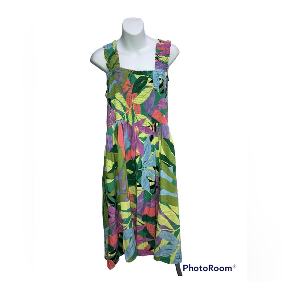 NWT Terra & Sky Smocked Sun Dress Multi-Color Leaf size 2X - Picture 2 of 5